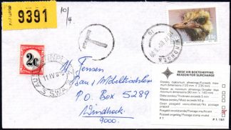 South West Africa postage due cover