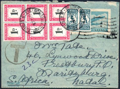 1951 incoming airletter with postage dues