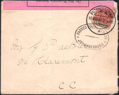 1901 Transvaal censor cover