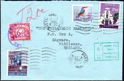 South Africa 1962 Christmas label on cover