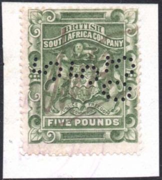 1892-3 £5 green fiscally used