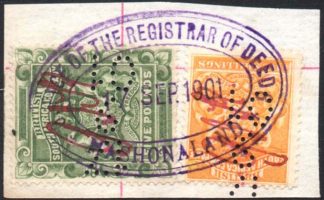 Rhodesia 1892-3 £5 5s fiscally used
