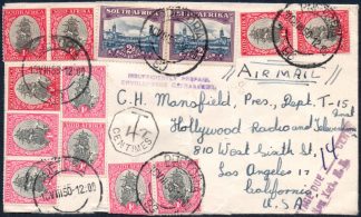 South Africa 1950 multiple franked cover to USA