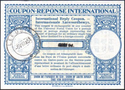 South Africa 1954 International Reply Coupon
