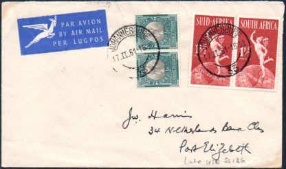 South Africa 1948 ½d used on cover