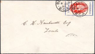 BCA 1898 1d cheque stamp used on cover