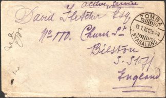 Nyasaland 1916 Active service cover
