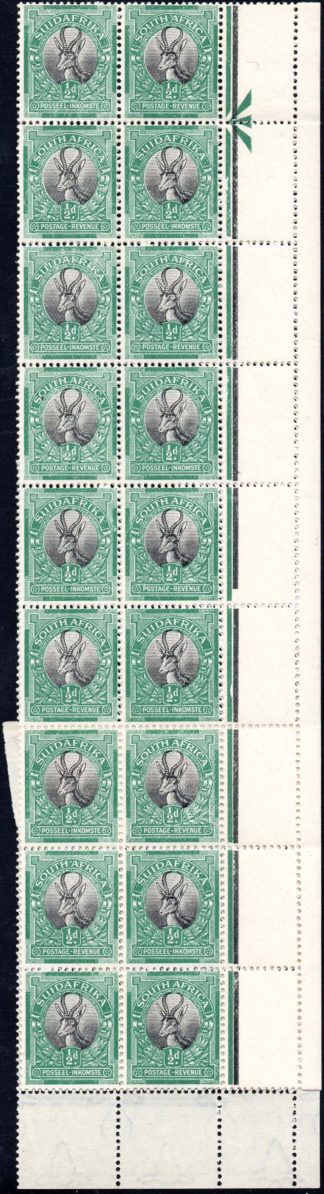 South Africa 1926-7 ½d double perforations