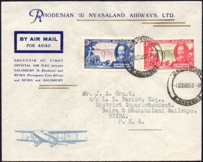 Southern Rhodesia 1935 First Flight cover