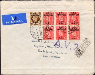 1943 cover from GARIAN TRIPOLI to South Africa