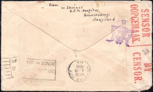 Swaziland 1942 censored & redirected cover to USA