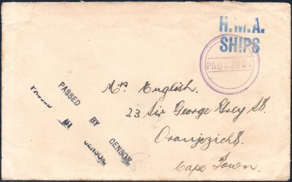South Africa WWII Paquebot censor cover