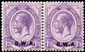South West Africa 1927-30 1s3d no stop variety in pair