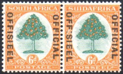South Africa Official 1929-31, SG O9, 6d COLON for “I” in “OFFISIEEL” variety