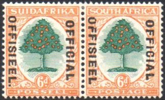 South Africa Officials 1930-47, SG O16b, 6d STOP variety on Afrikaans stamp