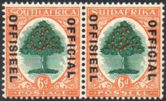 South Africa Official 1930-47, SG O16, 6d Cut in Tree Base variety on Afrikaans