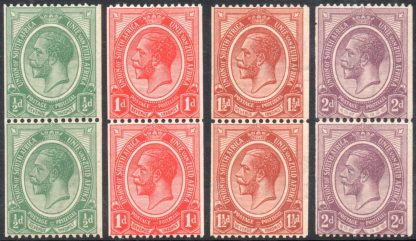 South Africa 1913-24 Coil stamps set in pairs