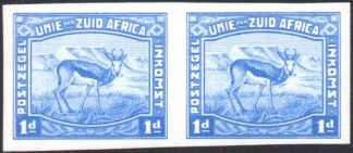 South Africa 1923 Harrison Essay, blue, unscreened, imperforate pair