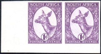 South Africa 1929 Booysen Essay imperforate pair in violet