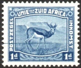 South Africa 1923 Harrison Essay, dull blue, screened, perforated, no watermark, defacing line